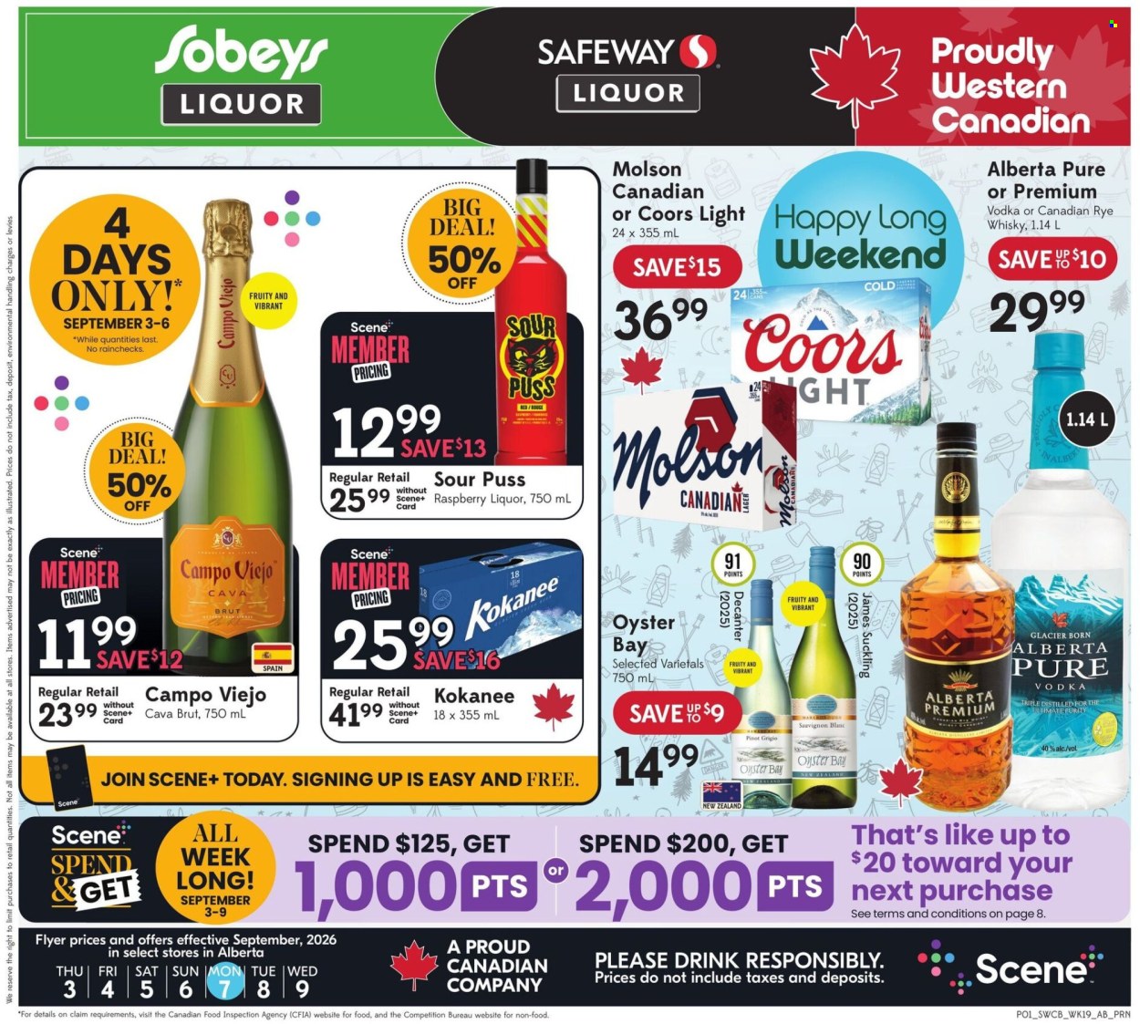 Circulaire Sobeys Liquor  - 03 Septembre 2026 - 09 Septembre 2026. Page 1