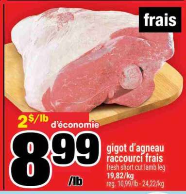 gigot d'agneau raccourci frais