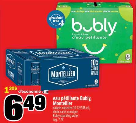 eau pétillante Bubly, Montellier