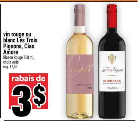 vin rouge ou blanc Les Trois Pignons, Ciao Amore