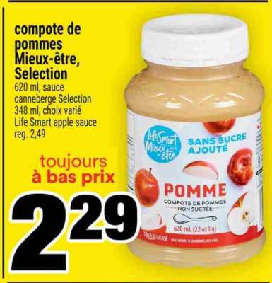 compote de pommes Mieux-être, Selection