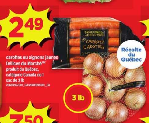 CAROTTES OU OIGNONS JAUNES DÉLICES DU MARCHÉ