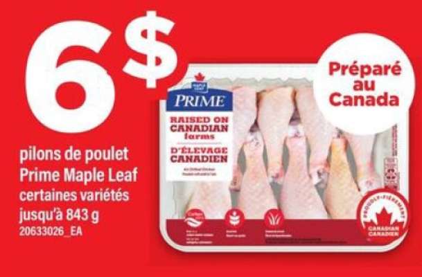 pilons de poulet Prime Maple Leaf