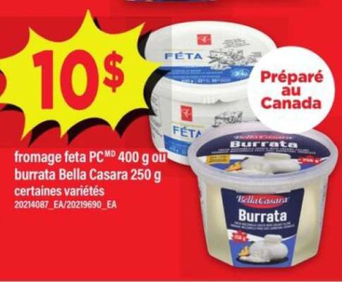 fromage feta PC ou burrata Bella Casara