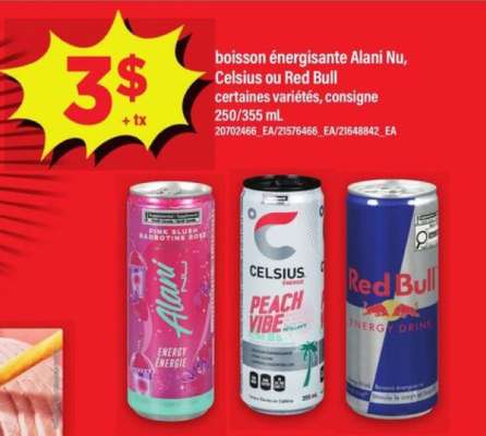 boisson énergisante Alani Nu, Celsius ou Red Bull