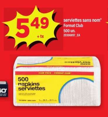 serviettes sans nom