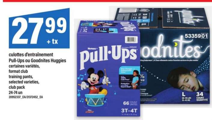 CULOTTES D'ENTRAÎNEMENT PULL-UPS OU GOODNITES HUGGIES