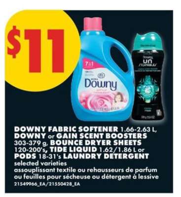 Downy Fabric Softener, Gain Scent Boosters, Bounce Dryer Sheets, Tide Liquid, Pods Laundry Detergent