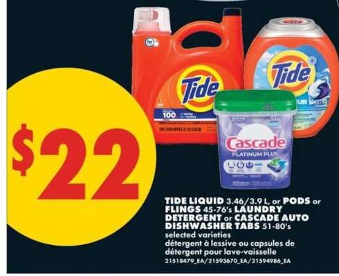 Tide Liquid or Pods or Flings or Cascade Auto Dishwasher Tabs