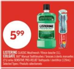 LISTERINE CLASSIC Mouthwash / Rince-bouche (1L), COLGATE 360° Manual Toothbrushes