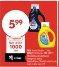 GAIN Sheets / Feuilles (120's), CHEER (1.24L) or TIDE SIMPLY (946mL) Laundry Detergent