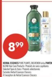 HERBAL ESSENCES PURE PLANTS, BIO:RENEW or PANTENE BLEND Hair Care Products