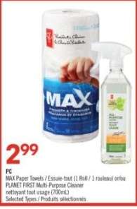 PC MAX Paper Towels / PLANET FIRST Multi-Purpose Cleaner