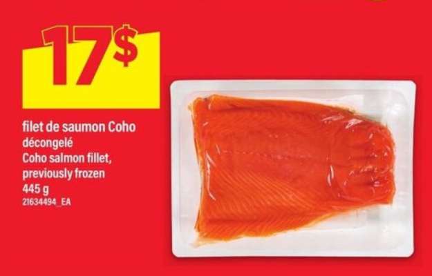 filet de saumon coho décongelé